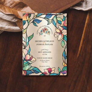  Roze Turquoise Glas in lood Art Nouveau Kaart