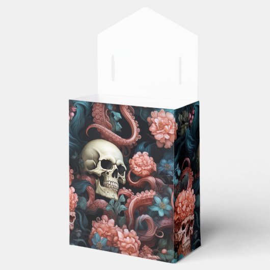 Roze Turquoise Gotische Octopus Tentakels Bruiloft Bedankdoosjes (Geopend)