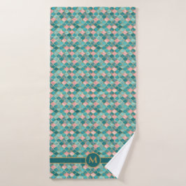 Roze Turquoise Goud Patroon Elegant Gepersonalisee Badhanddoek
