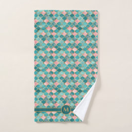 Roze Turquoise Goud Patroon Elegant Gepersonalisee Handdoek