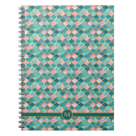 Roze Turquoise Goud Patroon Elegant Gepersonalisee Notitieboek