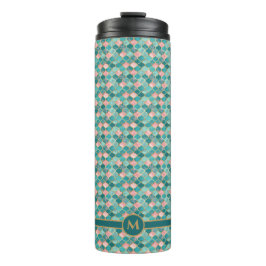 Roze Turquoise Goud Patroon Elegant Gepersonalisee Thermosbeker