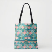 Roze Turquoise Goud Patroon Elegant Gepersonalisee Tote Bag (Voorkant)