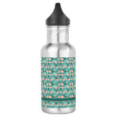 Roze Turquoise Goud Patroon Elegant Gepersonalisee Waterfles (Links)