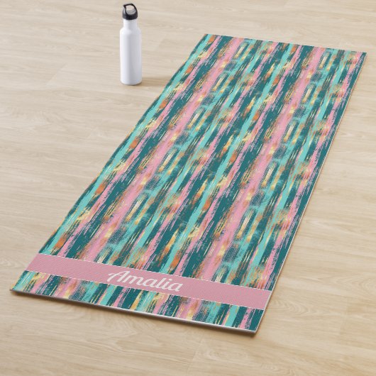 Roze Turquoise Goud Patroon Elegant Gepersonalisee Yogamat (In situ)