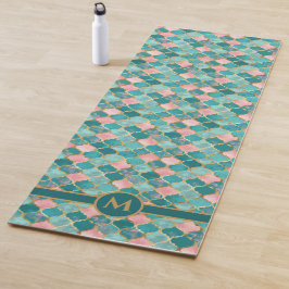Roze Turquoise Goud Patroon Elegant Gepersonalisee Yogamat