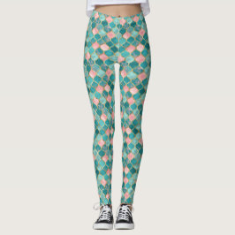 Roze Turquoise Goud Patroon Elegant Leggings