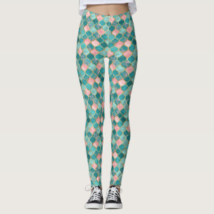 Roze Turquoise Goud Patroon Elegant Leggings