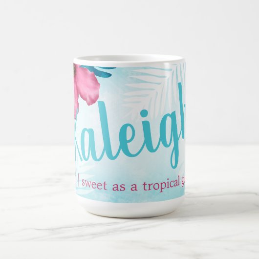 Roze, Turquoise Hibiscus Persoonlijke koffie Mok (Center)