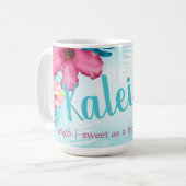 Roze, Turquoise Hibiscus Persoonlijke koffie Mok (Voorkant links)
