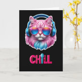 Roze/Turquoise Jammin' Cat Kaart (Gele Bloem)