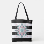 Roze Turquoise Kerstthema Sneeuwvlok Tote Bag (Achterkant)