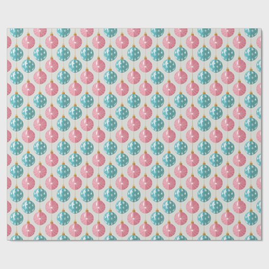 Roze & Turquoise Kerstversieringen Cadeaupapier (Vlak)
