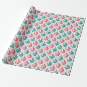 Roze & Turquoise Kerstversieringen Cadeaupapier