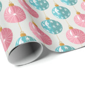 Roze & Turquoise Kerstversieringen Cadeaupapier (Rol Hoek)