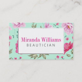 Roze turquoise lentepatroon visitekaartje