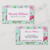 Roze turquoise  lentepatroon visitekaartje (Voorkant / Achterkant)