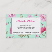 Roze turquoise  lentepatroon visitekaartje (Achterkant)