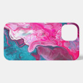 Roze Turquoise Marble Pour Painting Art iPhone Hoesje (Achterkant horizontaal)