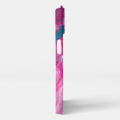 Roze Turquoise Marble Pour Painting Art iPhone Hoesje (Rechterkant)