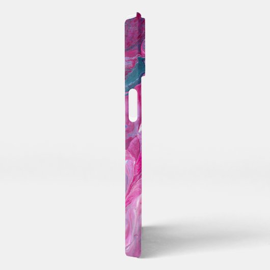 Roze Turquoise Marble Pour Painting Art iPhone Hoesje (Rechterkant)