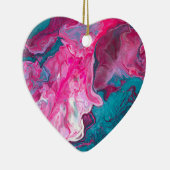 Roze Turquoise Marble Pour Painting Art Keramisch Ornament (Rechts)