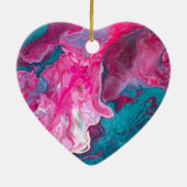 Roze Turquoise Marble Pour Painting Art Keramisch Ornament (Achterkant)