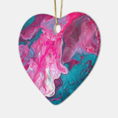 Roze Turquoise Marble Pour Painting Art Keramisch Ornament (Links)