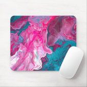Roze Turquoise Marble Pour Painting Art Muismat (Met muis)