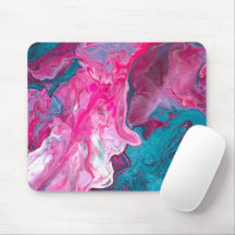 Roze Turquoise Marble Pour Painting Art