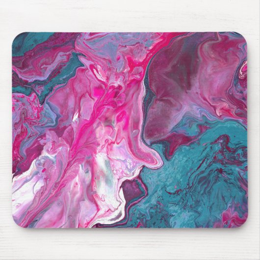 Roze Turquoise Marble Pour Painting Art Muismat (Voorkant)