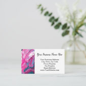 Roze Turquoise Marble Pour Painting Art Visitekaartje (Staand voorkant)