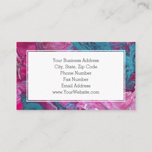 Roze Turquoise Marmer Make-up Artiest Haar Stylist Visitekaartje (Achterkant)