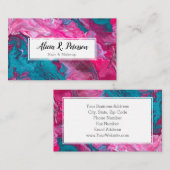 Roze Turquoise Marmer Make-up Artiest Haar Stylist Visitekaartje (Voorkant / Achterkant)