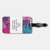 Roze Turquoise Marmer Pour Schilderij Kunst Monogr Bagagelabel (Achterkant horizontaal)