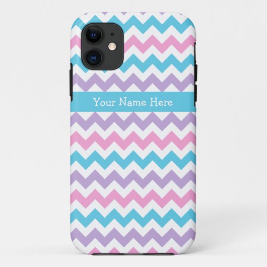 Roze, Turquoise, Mauve en White Chevrons Case-Mate iPhone Case (Achterkant)