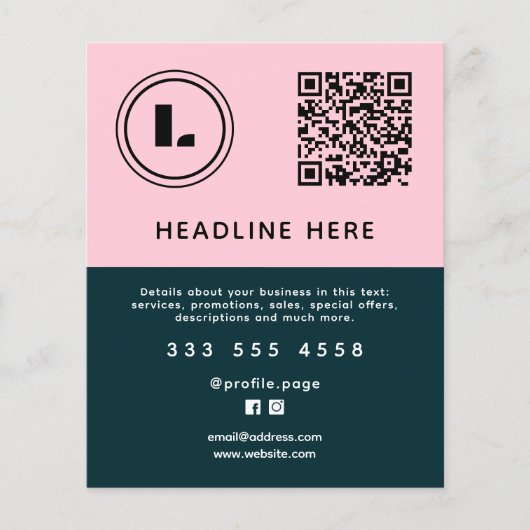 Roze turquoise minimalistische salon flyer (Voorkant)