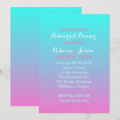 Roze turquoise ombre bruiloft repetitie diner kaart (Voorkant / Achterkant)
