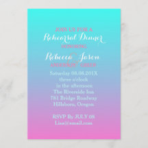 Roze turquoise ombre bruiloft repetitie diner