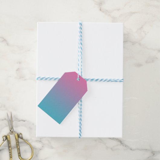 Roze & Turquoise Ombre Cadeaulabel (Met Touw)