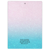 Roze & Turquoise Ombre Faux Glitter Klembord (Achterkant)