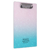 Roze & Turquoise Ombre Faux Glitter Klembord (Rechts)