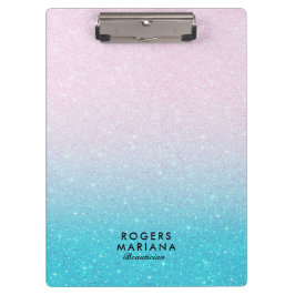 Roze & Turquoise Ombre Faux Glitter Klembord