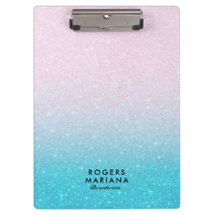 Roze & Turquoise Ombre Faux Glitter Klembord