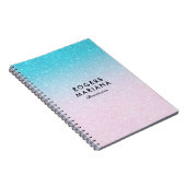 Roze & Turquoise Ombre Faux Glitter Notitieboek (Rechterzijde)