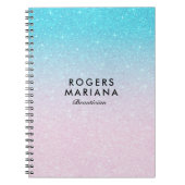 Roze & Turquoise Ombre Faux Glitter Notitieboek (Voorkant)