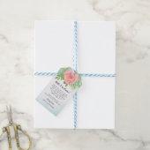 Roze Turquoise Ombre Floral Roos Weddenschap Welko Cadeaulabel (Met Touw)