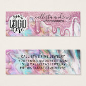 Roze Turquoise Parel Opal Glitter Drips Oorbellen  Mini Visitekaartjes (Voorkant /achterkant)