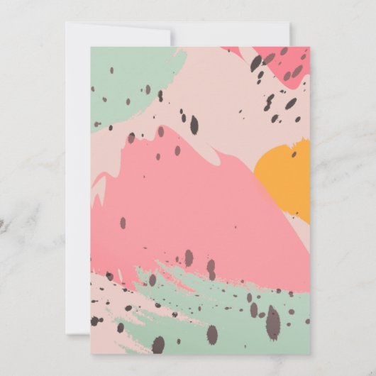 Roze turquoise penseelstreken bruiloft uitnodiging (Achterkant)