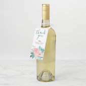 Roze Turquoise Perzik Botanische Boeket Trouwgunst Flessenhanger (Schuin)